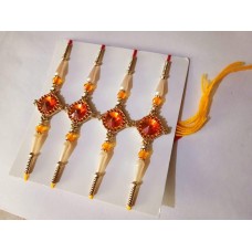 OkaeYa Beautiful orange Stone Rakhi for Brothers (1 Pcs)