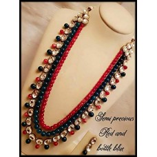 OkaeYa Jemi Precious Red and Bottle Blue Pendent for Women