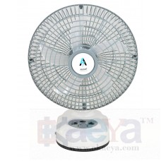 OkaeYa.com Akari Ak-8010 10" Rechargeable Ac/Dc Table Fan with Emergency Led Light, Solar Charging Facility -White